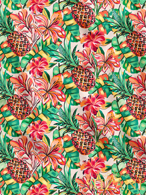 Renkli Ananas Desenli Dijital Baskılı Kumaş