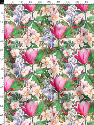 Renkli Bahçe Desenli Dijital Baskılı Kumaş