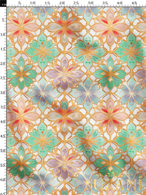 Renkli Çiçek Motif Desenli Dijital Baskılı Kumaş