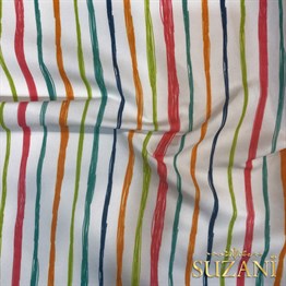 Renkli Çizgi Desenli Dijital Baskılı Kumaş