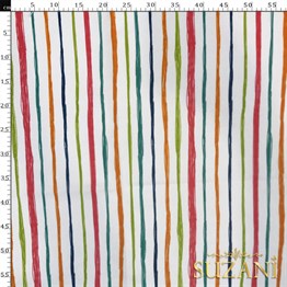 Renkli Çizgi Desenli Dijital Baskılı Kumaş