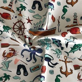 Renkli Deniz Desenli Dijital Baskılı Kumaş