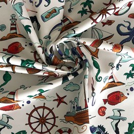 Renkli Deniz Desenli Dijital Baskılı Kumaş