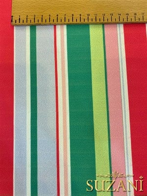 Renkli Dikey Çizgi Desenli Dijital Baskılı Kumaş