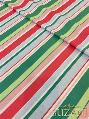 Renkli Dikey Çizgi Desenli Dijital Baskılı Kumaş