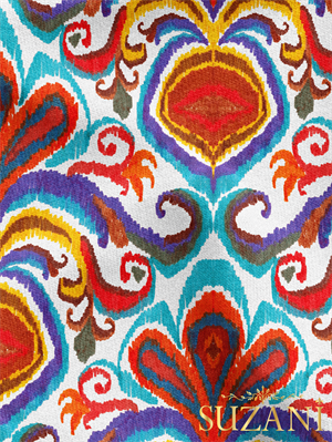 Renkli İkat Desenli Dijital Baskılı Kumaş