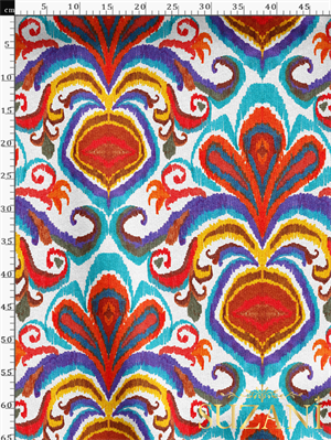 Renkli İkat Desenli Dijital Baskılı Kumaş