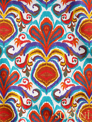 Renkli İkat Desenli Dijital Baskılı Kumaş