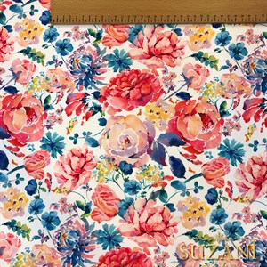 Renkli İlkbahar Çiçekleri Dijital Baskılı Kumaş