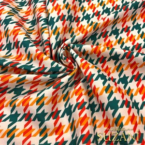 Renkli Kazayağı Dijital Baskılı Kumaş