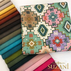 Renkli Kilim Desenli Dijital Baskılı Kumaş