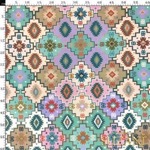 Renkli Kilim Desenli Dijital Baskılı Kumaş