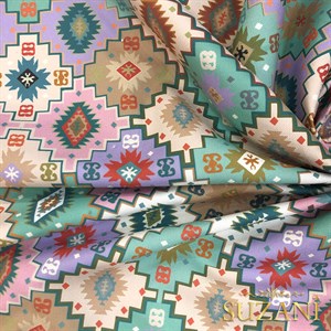 Renkli Kilim Desenli Dijital Baskılı Kumaş