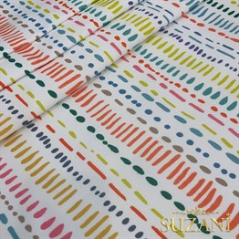 Renkli Kontür Desenli Dijital Baskılı Kumaş