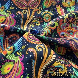 Mandala Desenli Kumaş (Siyah Zemin)