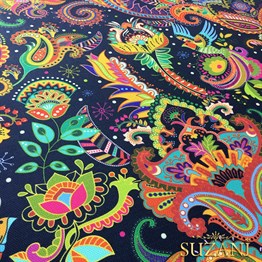 Mandala Desenli Kumaş (Siyah Zemin)