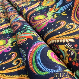 Mandala Desenli Kumaş (Siyah Zemin)