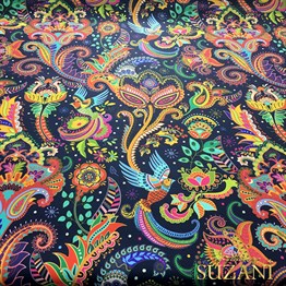 Mandala Desenli Kumaş (Siyah Zemin)