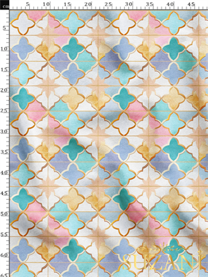 Renkli Moroccan Motif Desenli Dijital Baskılı Kumaş