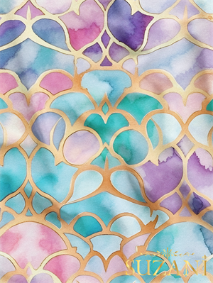 Renkli Motif Desenli Dijital Baskılı Kumaş