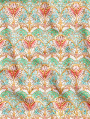 Renkli Motif Desenli Dijital Baskılı Kumaş