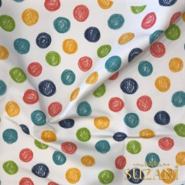 Renkli Puantiye Desenli Dijital Baskılı Kumaş