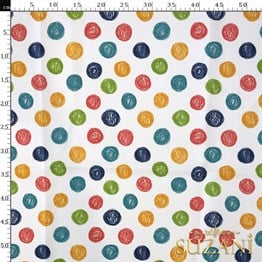 Renkli Puantiye Desenli Dijital Baskılı Kumaş