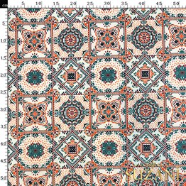 Renkli Seramik Desenli Dijital Baskılı Kumaş