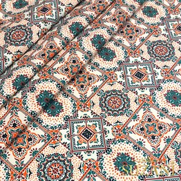 Renkli Seramik Desenli Dijital Baskılı Kumaş