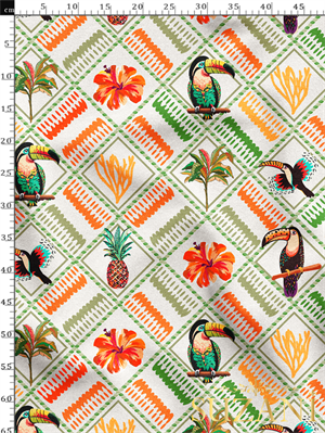 Renkli Tropikal Desenli Dijital Baskılı Kumaş