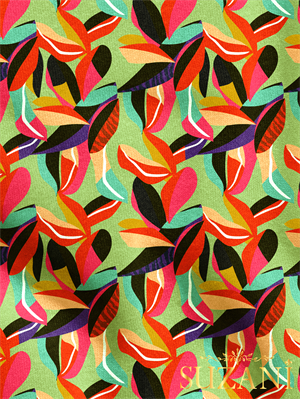 Renkli Yaprak Desenli Dijital Baskılı Kumaş