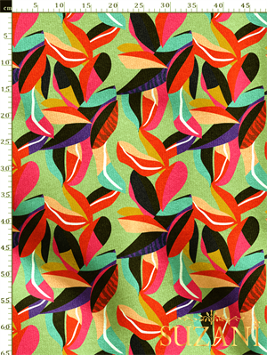 Renkli Yaprak Desenli Dijital Baskılı Kumaş