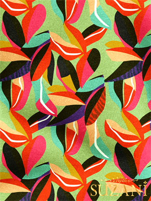 Renkli Yaprak Desenli Dijital Baskılı Kumaş