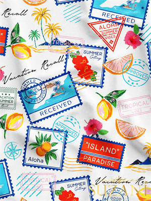 Renkli Yaz Desenli Dijital Baskılı Kumaş