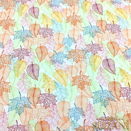 Renkli Zarif Yapraklar Desenli Kumaş