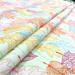 Renkli Zarif Yapraklar Desenli Kumaş