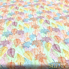 Renkli Zarif Yapraklar Desenli Kumaş