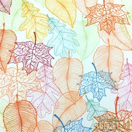 Renkli Zarif Yapraklar Desenli Kumaş