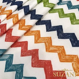 Renkli Zikzak Desenli Dijital Baskılı Kumaş