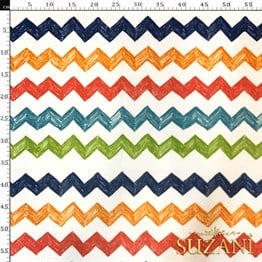 Renkli Zikzak Desenli Dijital Baskılı Kumaş