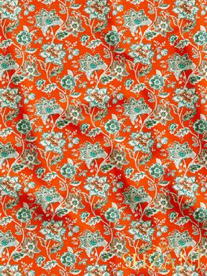 Retro Çiçek Desenli Dijital Baskılı Kumaş