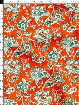 Retro Çiçek Desenli Dijital Baskılı Kumaş
