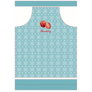 Retro Çilek Desenli Mutfak Önlüğü Kumaşı