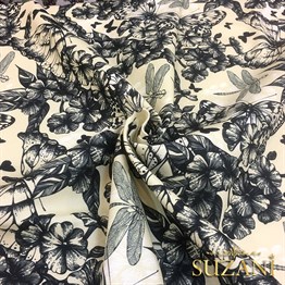 Retro Kelebek Desenli Kumaş