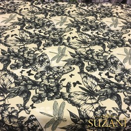 Retro Kelebek Desenli Kumaş