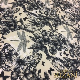 Retro Kelebek Desenli Kumaş