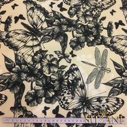 Retro Kelebek Desenli Kumaş