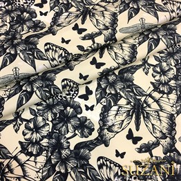 Retro Kelebek Desenli Kumaş