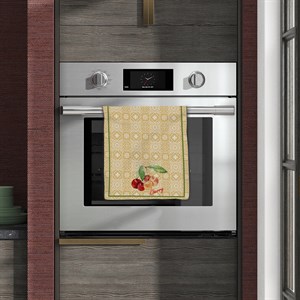 Retro Kiraz Desenli Dikişsiz 4lü Fırın Örtüsü Kumaşı