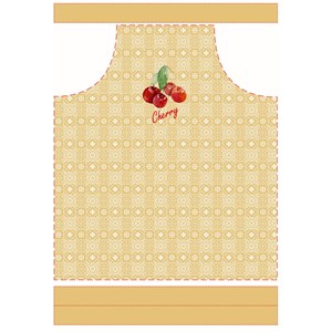 Retro Kiraz Desenli Mutfak Önlüğü Kumaşı